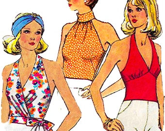 1970s Halter Tops - 3- Styles - Bust 36 (PDF)