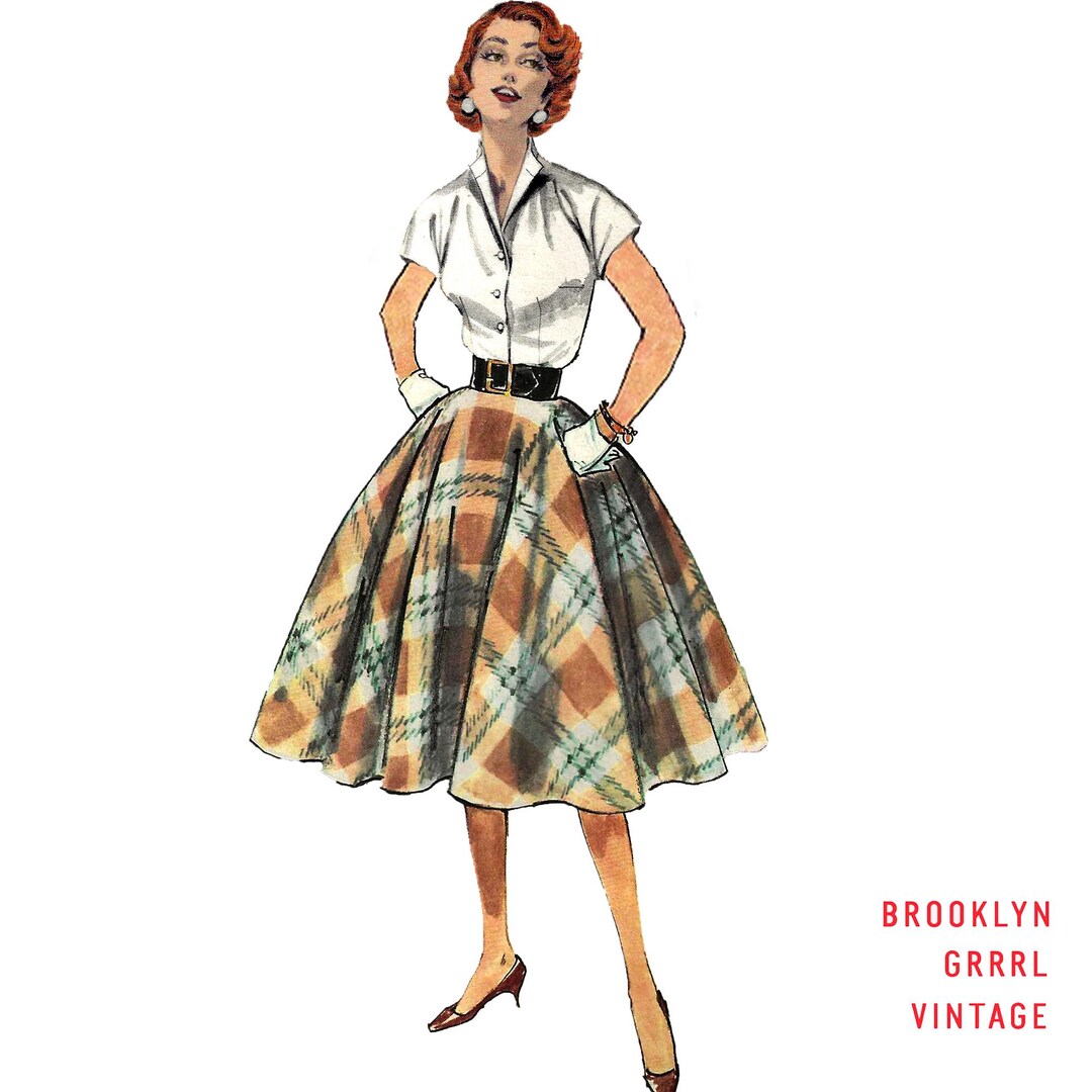 Vintage pattern circle waist skirt m/L