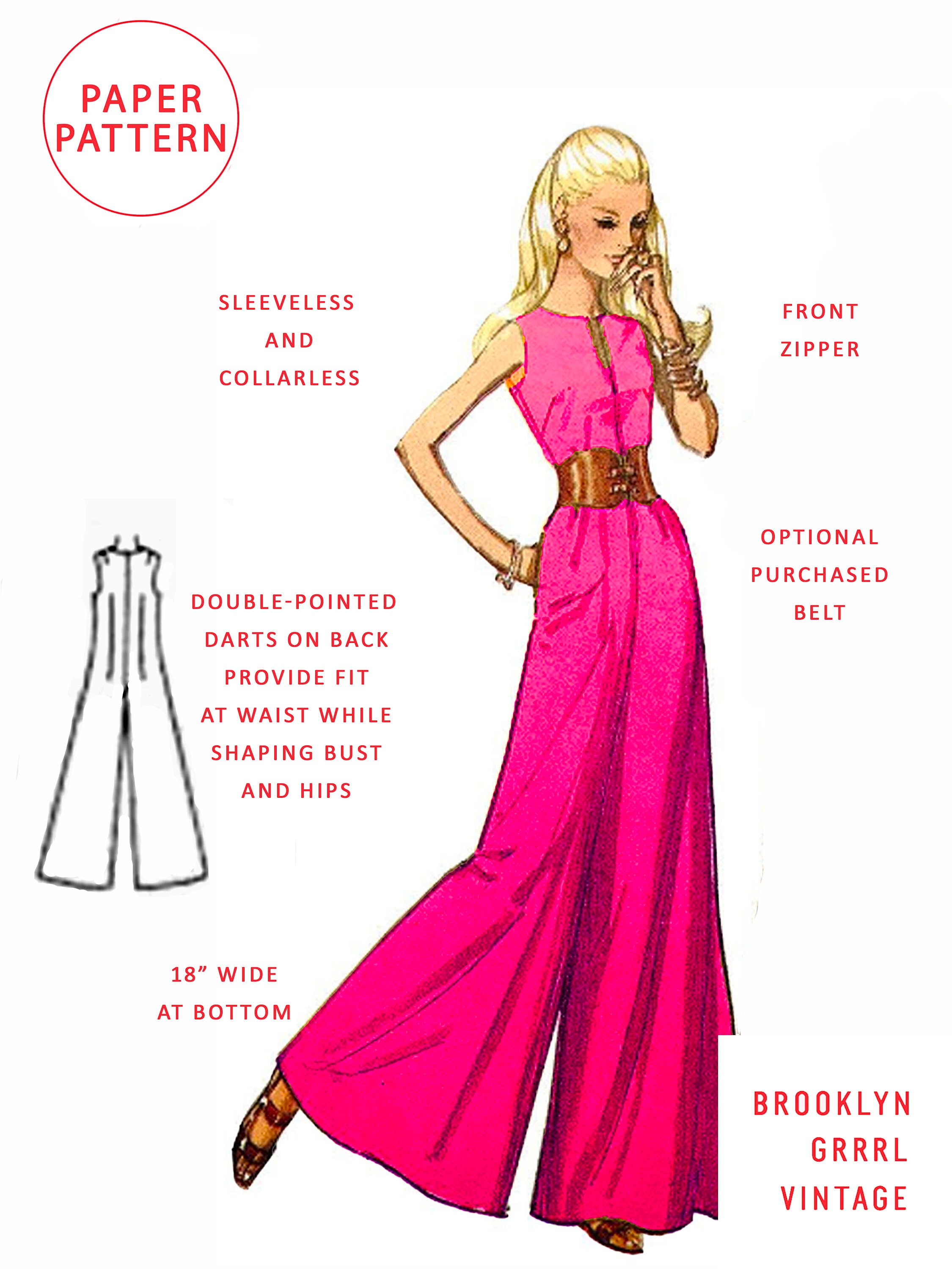 Multiple Sizes / Paper Pattern 70s Jumpsuit With Front Zipper - Etsy