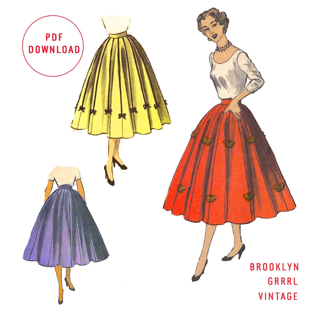 Vintage pattern circle waist skirt m/L main image 0