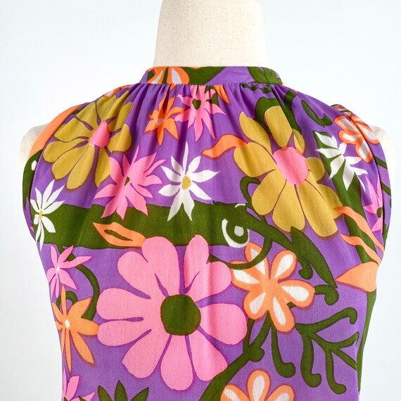 Large Vintage 60s Purple Mod Shift Dress / Waist … - image 2