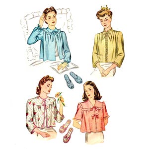 1940s Bed Jacket & Slippers - Bust 38 - (PDF)