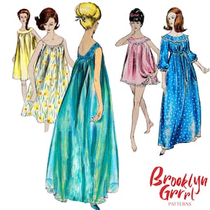 Koszula nocna z lat 60. w trzech długościach – biust 38 (PDF)