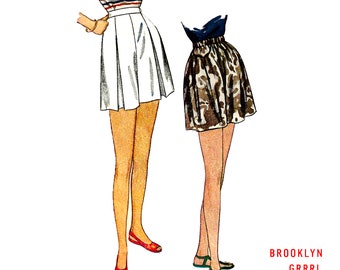 1940s High-Waisted Pleated Shorts -  Waist 28 (PAPER)