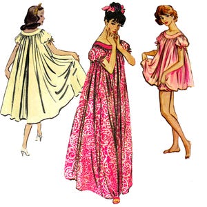1950's Nightgown in Three Lengths - Bust 34-36 (PDF)