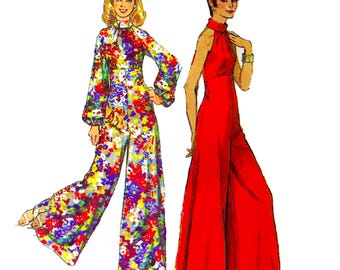 1970s Jumpsuit Pattern - Bust 34 – (PDF)