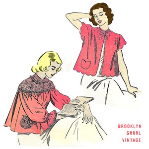 Paper Sewing Pattern / Vintage Sewing Pattern 1940s Bed Jacket Vintage Lingerie / Bust 36-38 / PAPER Pattern