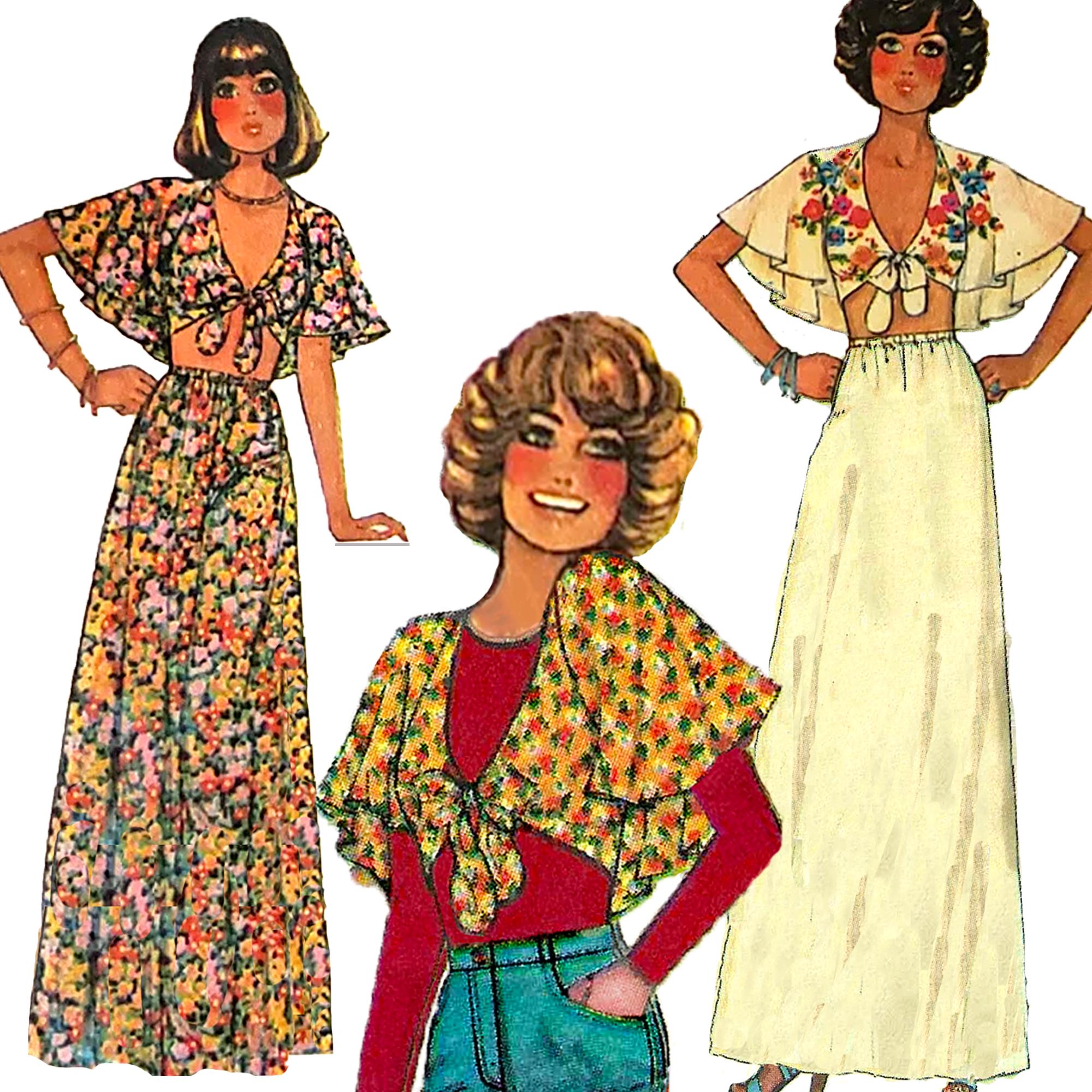 Vintage Sewing Pattern 1970s Midriff Top and Skirt / Bust 32-34 / PDF ...