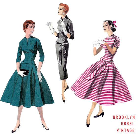 Vintage Sewing Pattern 1950s Drop Waist Dress / Bust 34 / PDF Pattern / Instant Download - Etsy Vintage Sewing Pattern 1950s Drop Waist Dress / Bust 34 / PDF Pattern / Instant Download - Etsy