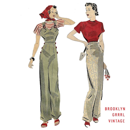 Patron De Couture Vintage Simplicity Années 1940 – Chemisier, Pantalon, Salopette