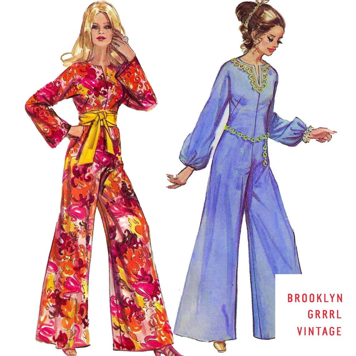Vintage Sewing Pattern 1970s Jumpsuit With Kimono Sleeves / Bust 36 ...