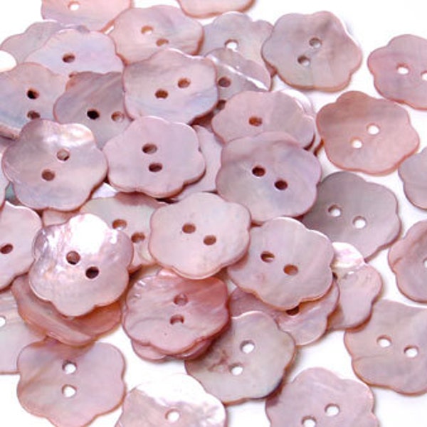 20pcs x 20mm Light Pink  Mother of Pearl Flower Shape Shell Buttons  Sewing Craft Art DIY Scrapbook SB024