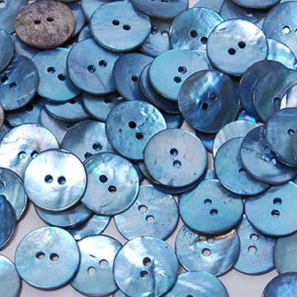 30pcs 15mm Blue Mother of Pearl Round Shape Shell Buttons Sewing Cloth Suits Shirts Coats Cardigans Craft Art DIY Scrapbook Decoration