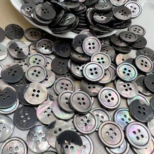 30 botones de nácar negro de 10 mm para camisas, ropa de mujer, botones de nácar auténtico, botones para trajes, ropa, tejido, costura, prendas de vestir, bricolaje.