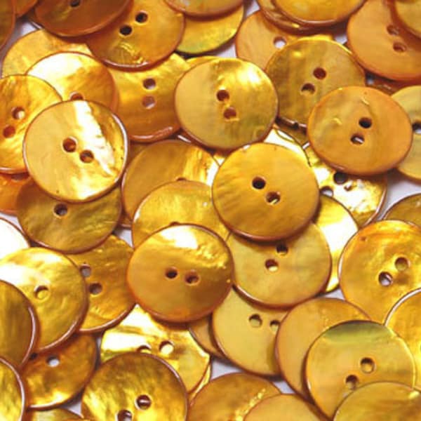 30pcs 15mm Gold Yellow Mother of Pearl Round Shape Shell Buttons Sewing Cloth Suits Shirts Coats Cardigans Craft Art  Scrapbook Decoration