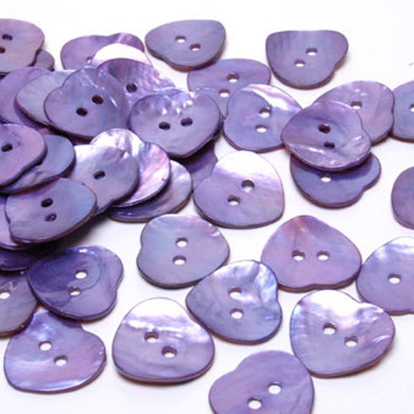 20pcs x 20mm Purple  Mother of Pearl Heart Shape Shell Buttons  Sewing Craft Art DIY Scrapbook SB029