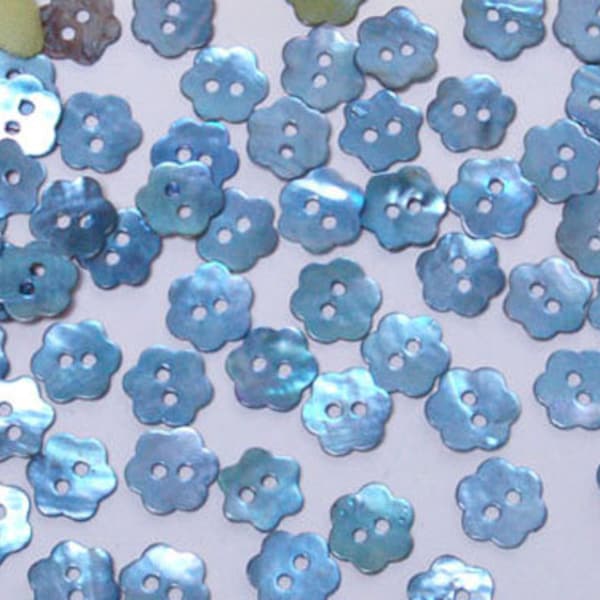 50 pcs 10mm Bleu Nacre Forme De Fleur Coquillage Boutons À Coudre pour Costumes Chemises Manteaux Cardigans Couture Artisanat Art DIY Scrapbooking
