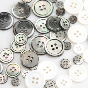 30pcs 11.5mm Natural Black MOP Shell Buttons for Suits Shirts Coats Cardigans Knitting, Garments Sewing Craft Art DIY Scrapbooking