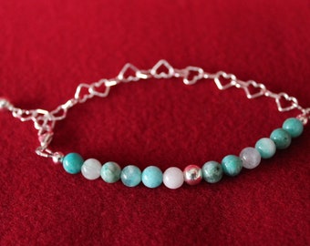 Natural Blue Hemimorphite Sterling Silver bead bracelet