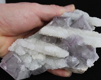 Purple Fluorite cubes and Quartz Collectors Piece