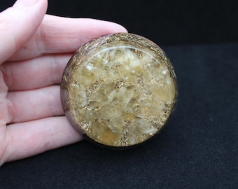 Disco Naturale Arancione Calcite, Quarzo e Ottone Orgone #1