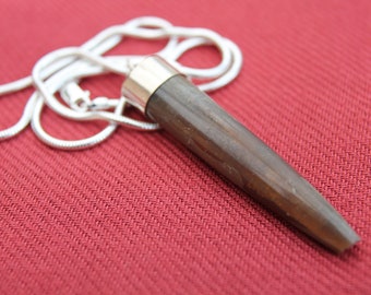 Belemnite Fossil from Dorset Coastline Hand Forged Sterling Silver Pendant with 18" Silver Snake Chain