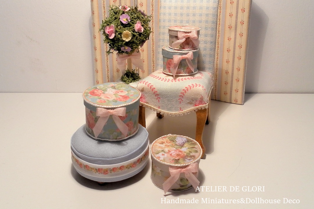 Digital Download Printable Dollhouse Miniature vintage Hatbox Set of 4 ...