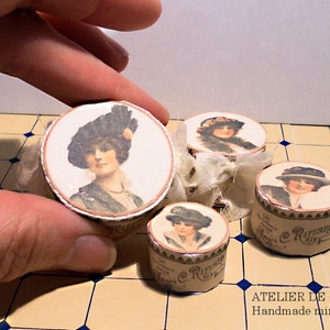 Digital Download Printable Dollhouse Miniature Hatbox Set of 4 1:12 scale Tutorial Included English&Spanish image 1