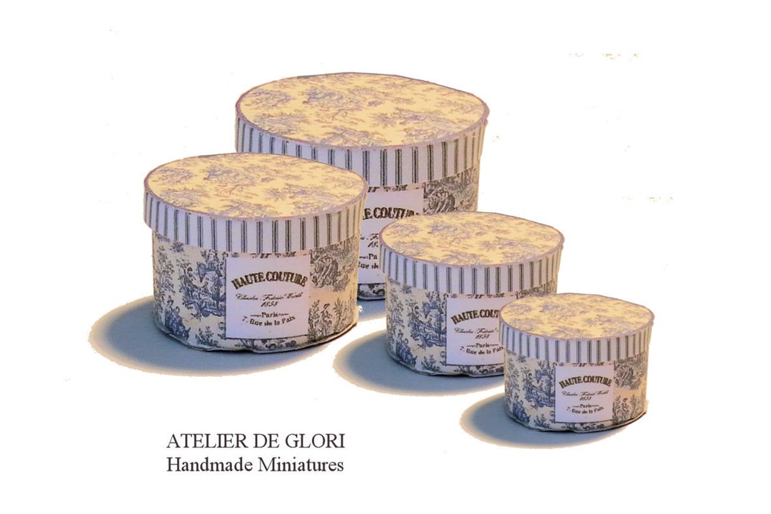 Digital Download Printable Dollhouse Miniature Hatbox Set of 4-- 1:12 ...