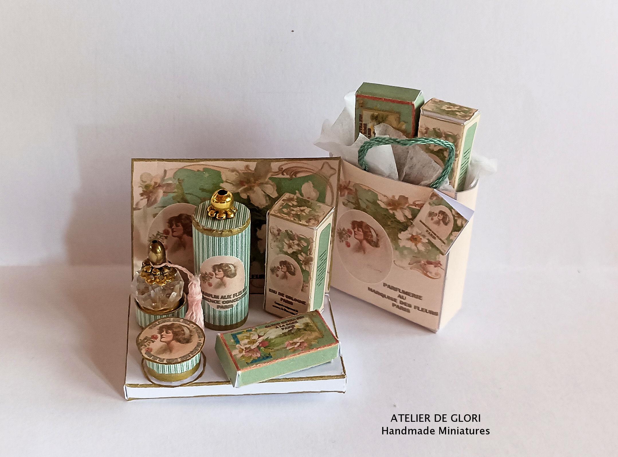 Digital Download Printable Dollhouse Miniature Perfume Set-- 1:12 scale-- Tutorial Included (English&Spanish)