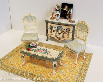 OOAK~ HandPainted Coffee table Shabby Chic style~ Floral decorating~ 1:12th Scale~ Dolls House
