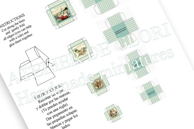 Digital Download Printable Dollhouse Miniature Easter box Set of 4 1:12 scale Tutorial Included English&Spanish image 4