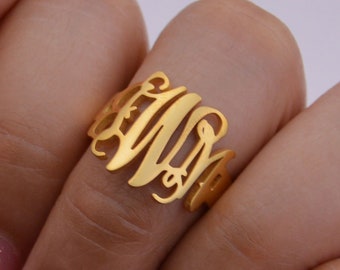 18K Gold Monogram Ring • Personalized Monogram Jewelry • Gift For Her