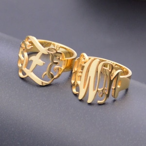 Monogram ring Sterling silver with initials-initials ring-you can order any initials-Christmas gift for women
