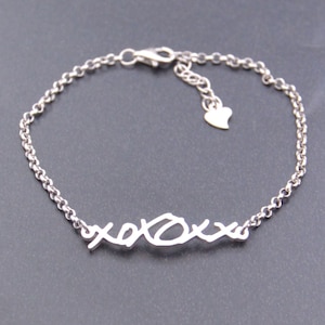 Personalized Sterling Silver Signature Bracelet: Custom Handwriting Jewelry