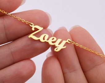 Gold Name Necklace • Personalized Nameplate Necklace For Kids • Birthday Gift For Sister