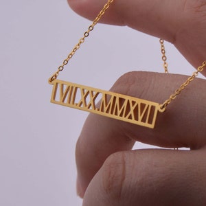 Personalized Roman Numerals Necklace • Date Necklace • Birthday Gift • Wedding Anniversary Gift