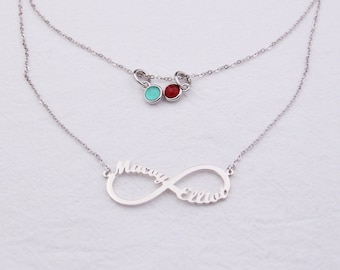 Infinity Name Necklace With Birthstone-Personalized Gift For Women