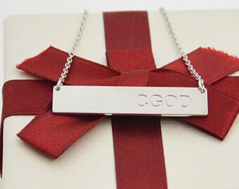 Silver initial bar necklace,name bar necklace,you can order any word-women's gift-handmade jewelry
