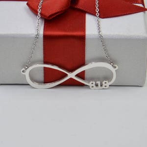 Number Infinity necklace engraved any number-silver infinity necklace-birthday gift for women-personalized gift for her