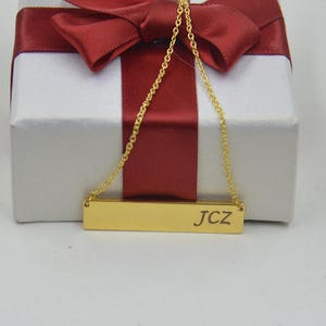 Collar de barra de nombre de oro-collar de nombre grabado- iniciales estampadas Joyería, Collar personalizado para mujeres