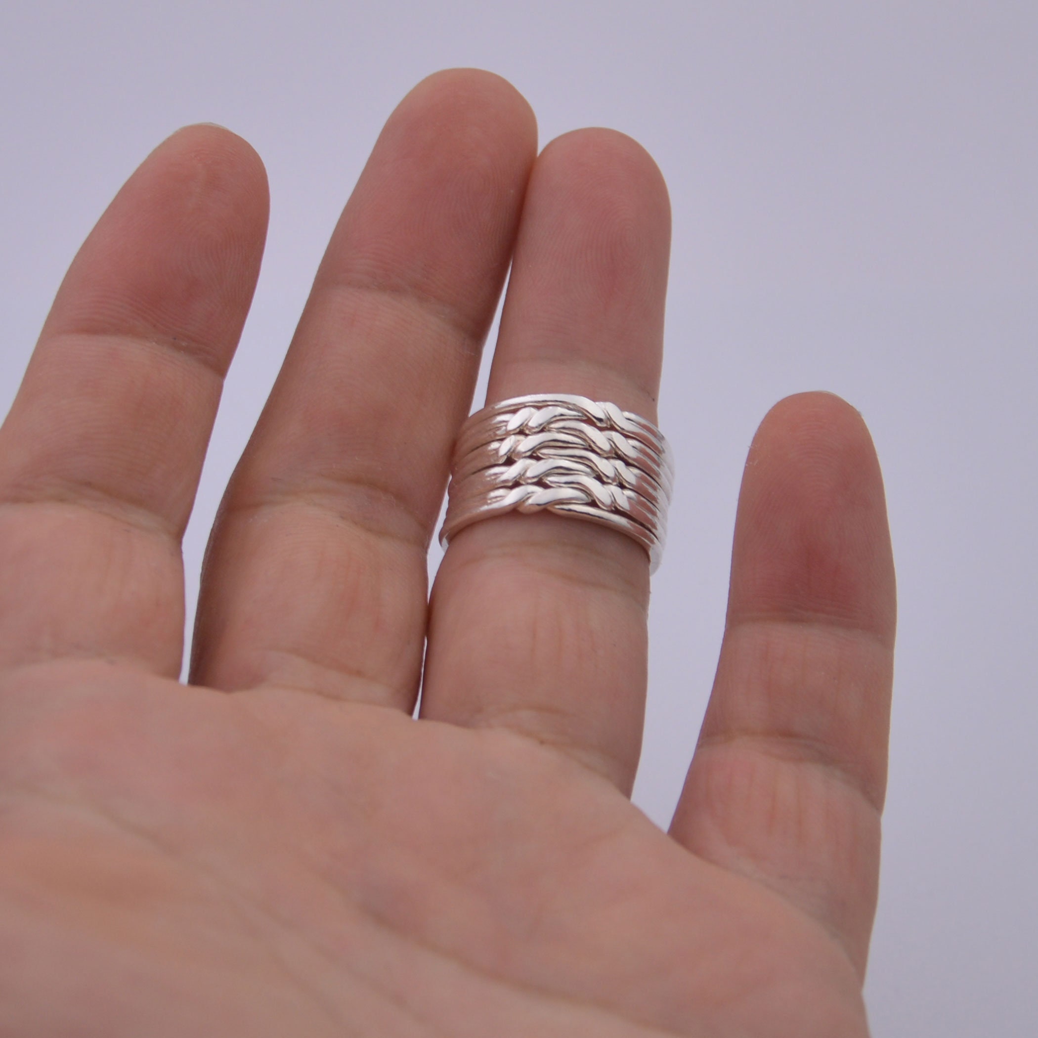 Sterling Silver 9-Band Puzzle Ring: Handmade Women's Jewelry