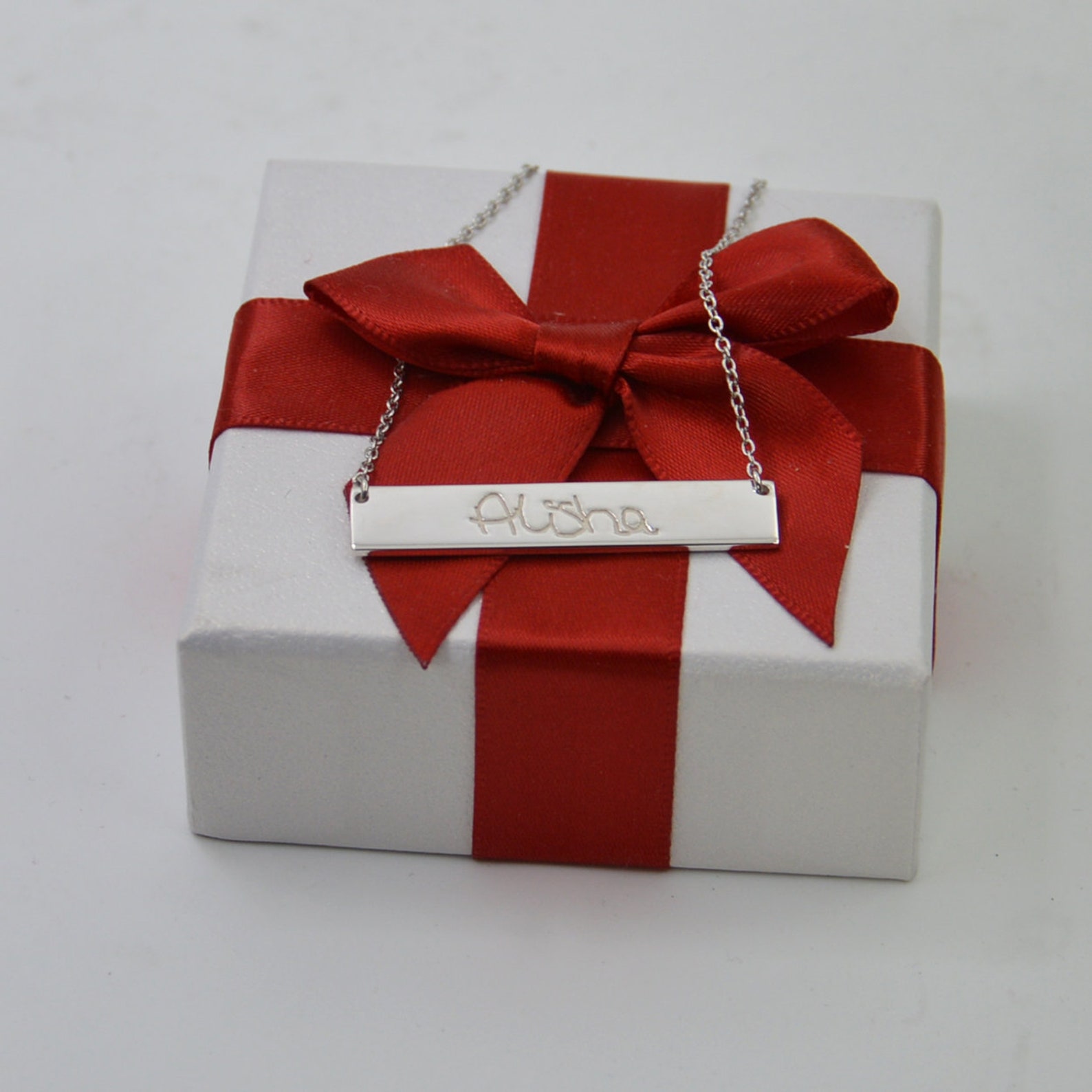 Silver Handwritten Bar Necklacename Bar Necklacecustom Any Etsy