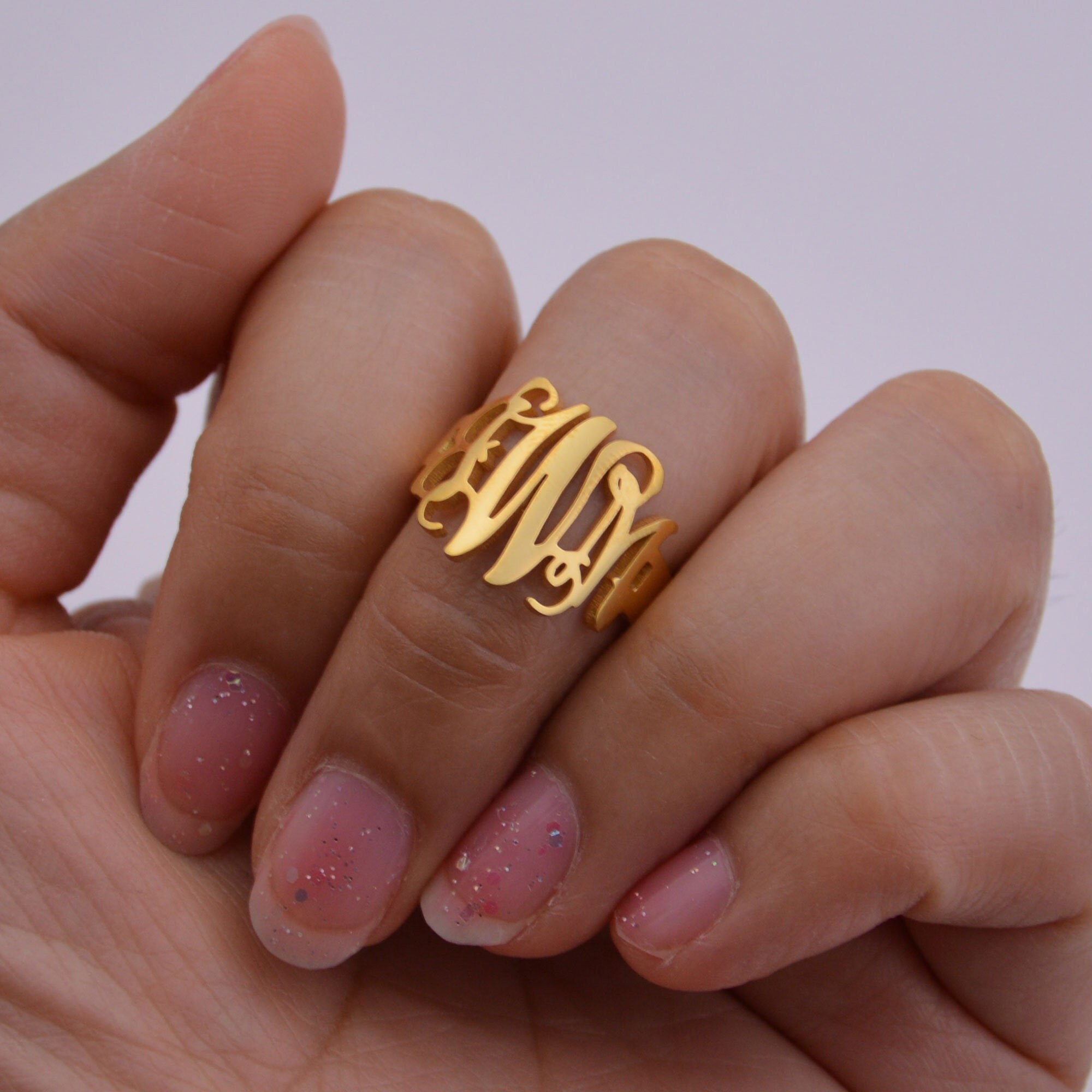 18K Gold Monogram Ring • Personalized Monogram Jewelry • Gift For Her