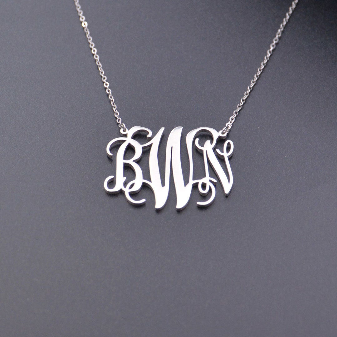 Silver Monogram Necklacepersonalized Bridesmaid Gift,personalized