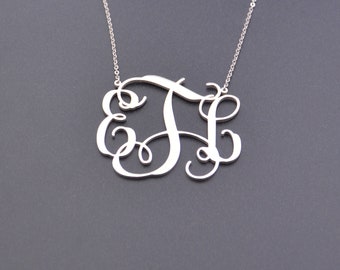 Personalized 1.5 Inch Monogram Necklace: Initial Pendant,Birthday Gift Her