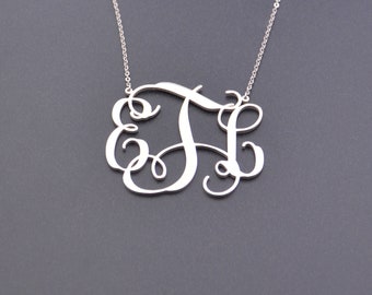 Dainty Monogram Necklace • 2 Inch Monogram Necklace • Personalized Initial Necklace  • Birthday Gift