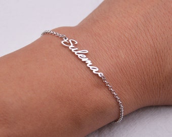 Name bracelet-sterling silver name bracelet-silver jewelry-Bridesmaid Gift-Personalized Gift-Custom Name Jewelry