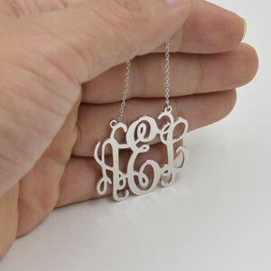 Sterling silver monogram necklace,1.5 inch monogrammed jewelry,birthday gift for everyone image 2