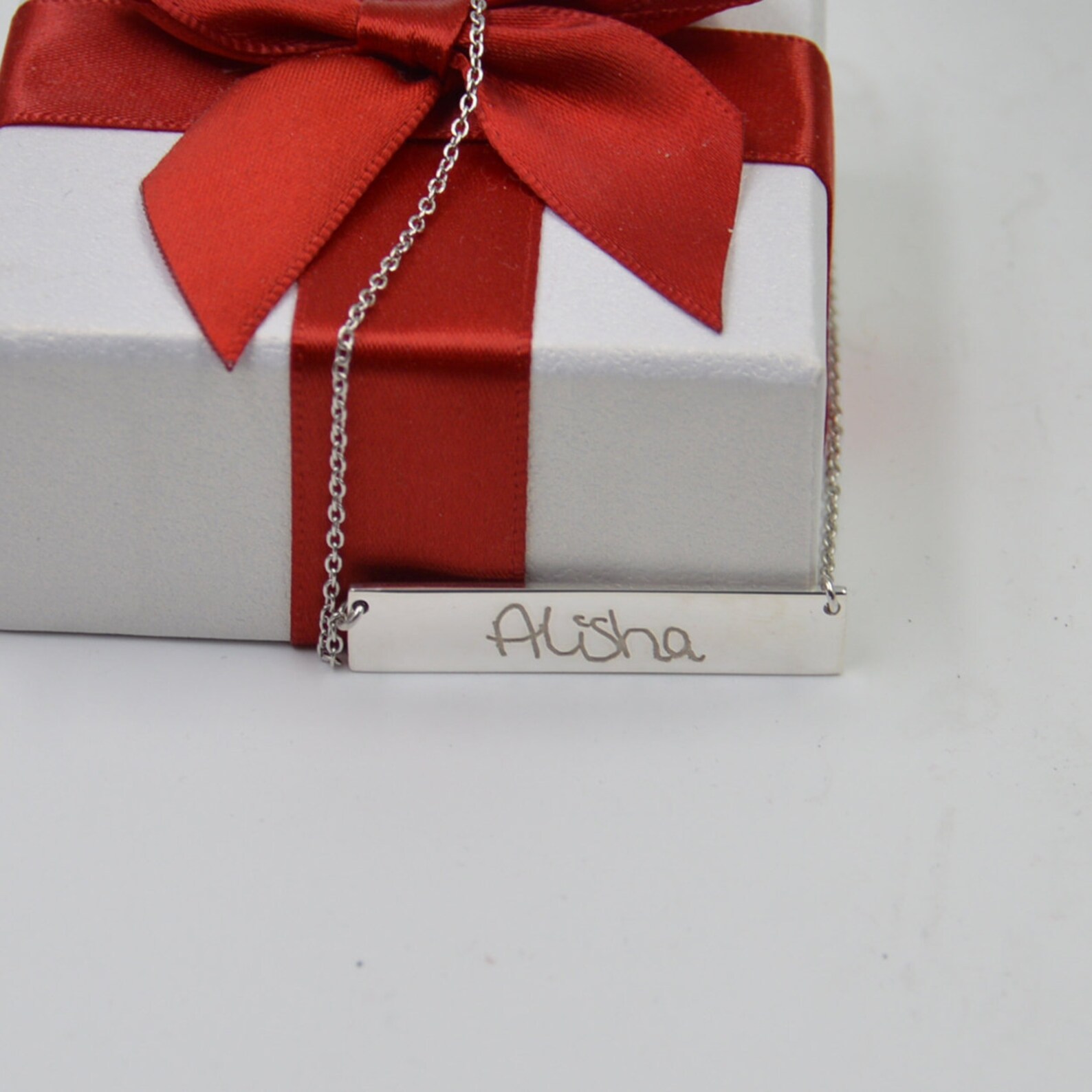 Silver Handwritten Bar Necklacename Bar Necklacecustom Any Etsy